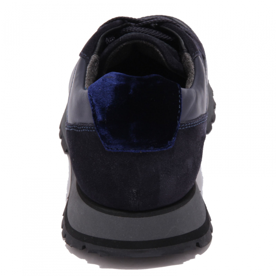 Ab Sneakers Uomo Santoni Suede Blue Shoe Men