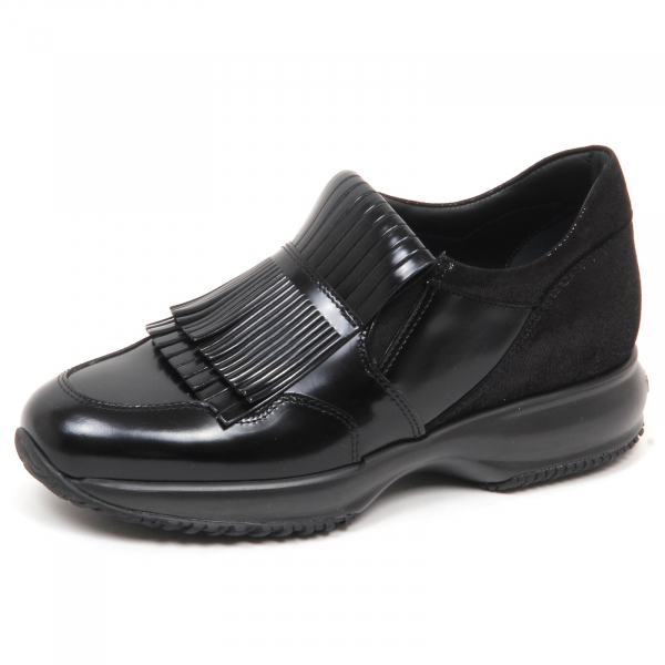 E0218 sneaker donna nero HOGAN INTERACTIVE doppia frangia shoe woman