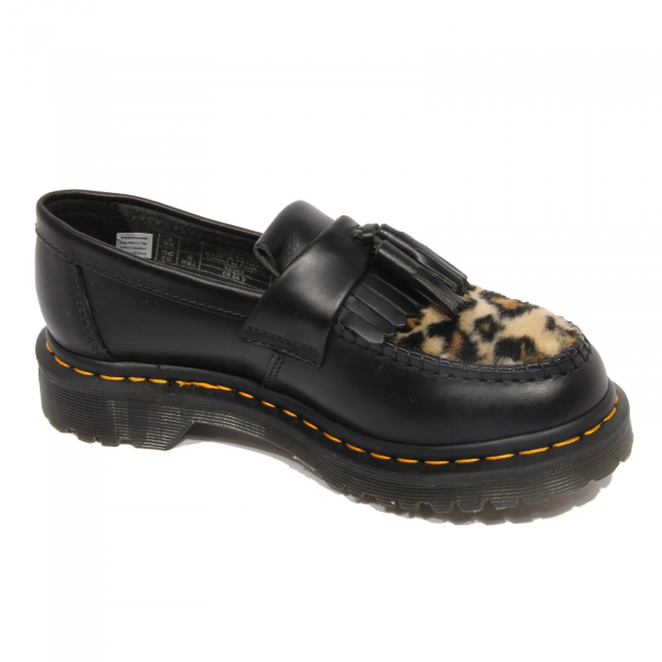 G3536 mocassino donna DR. MARTENS black leather ecofur loafer shoe