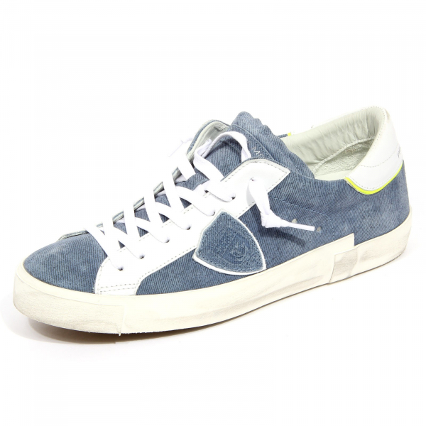 G5766 sneaker uomo PHILIPPE MODEL PRSX LOW blue denim shoe men