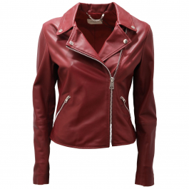 2722AD giubbotto pelle donna MARELLA SPORT burgundy leather jacket woman