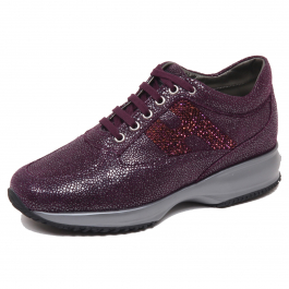 F6320 sneaker donna dark purple HOGAN INTERACTIVE gloss matt effect shoe woman