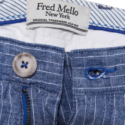 0232AB bermuda uomo FRED MELLO linen cotton slim stripes shorts man