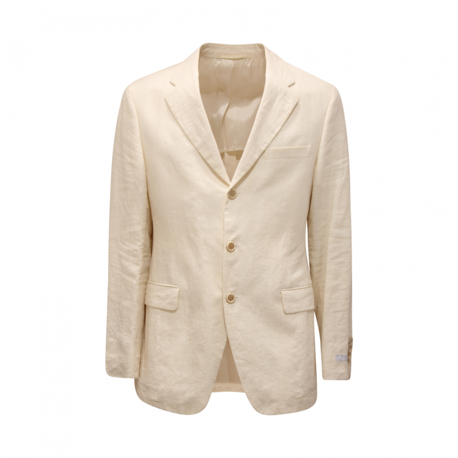 0336AU ABITO UOMO PRADA MAN LINEN SUIT OFF WHITE