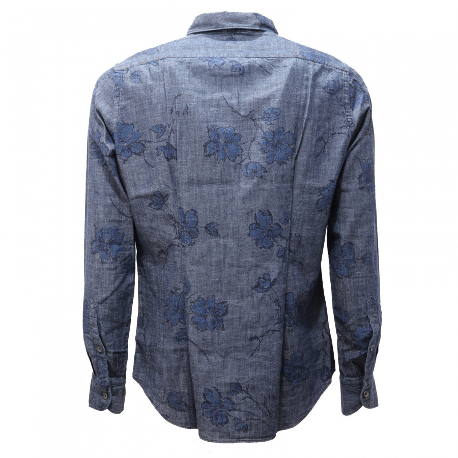 0993AG camicia uomo LUXURY 1939 slim fit blue denim cotton shirt man