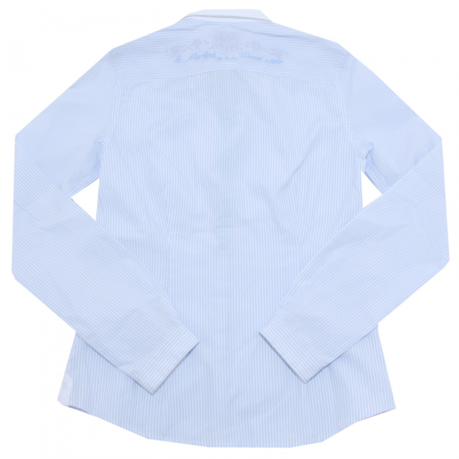 Camicia blusa da donna senza maniche in 100% cotone regular fit - Vivienne  Optic White/BlueBell La Martina