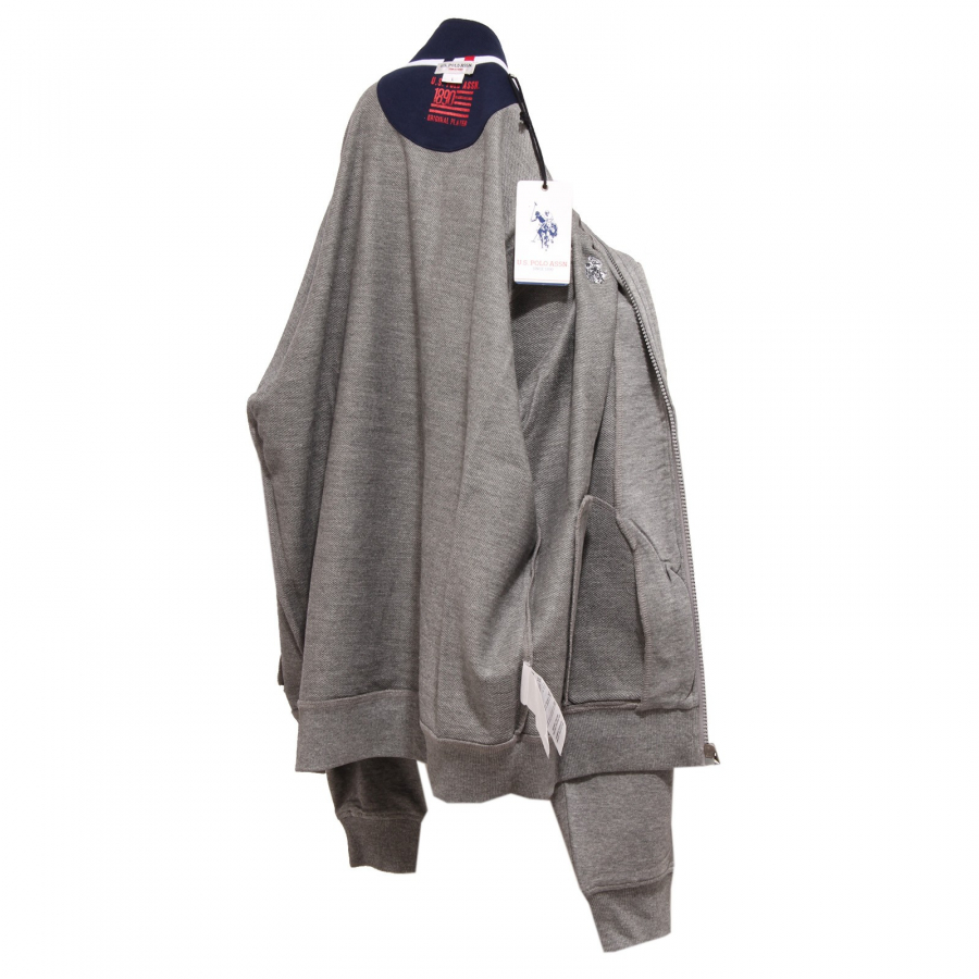 U.S. POLO FELPA CON ZIP Uomo 60020 52088 Grigio