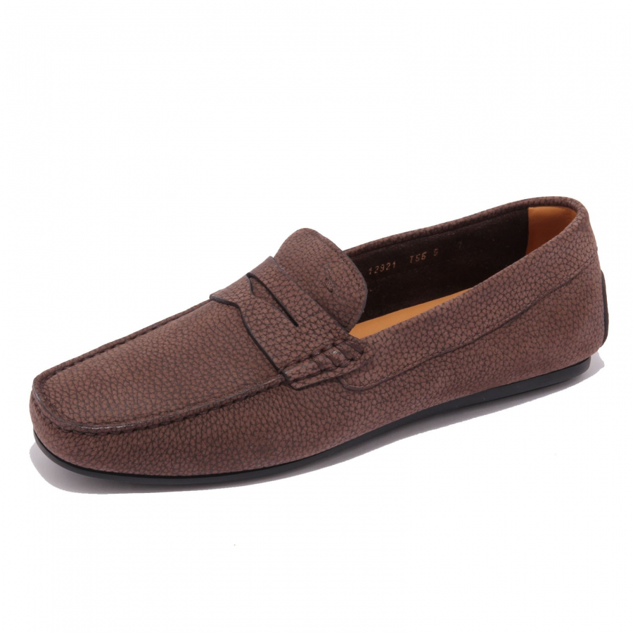 mocassino uomo SANTONI suede brown shoe loafer men