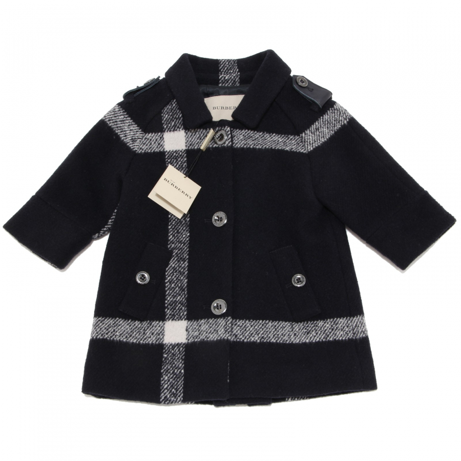 6246F cappotto girl BURBERRY wool check black giacca bimba jacket