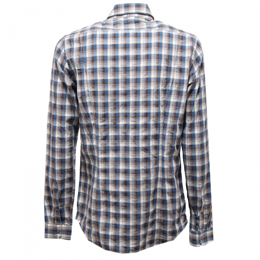 7871V camicia uomo MESSAGERIE brown/blue shirt man