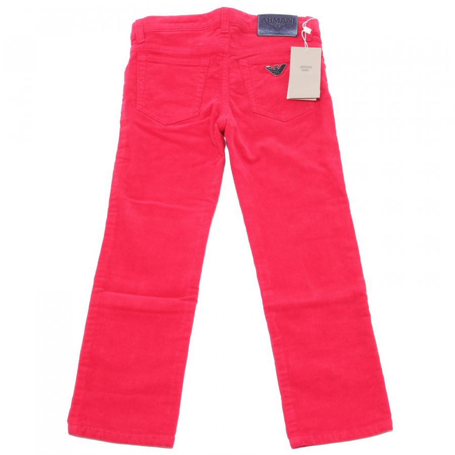 9639V pantalone bimba ARMANI BABY cotton fuchsia velvet pant kid girl