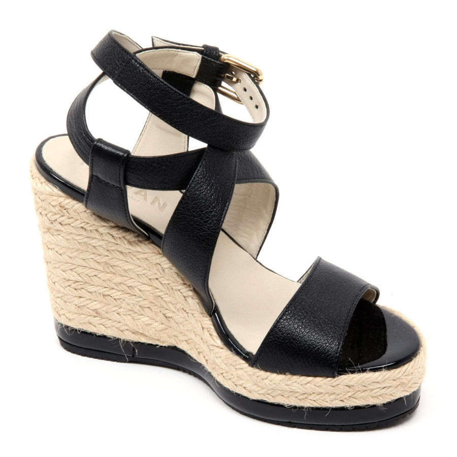 B0640 sandalo donna HOGAN zeppa yuta nero shoe sandal woman