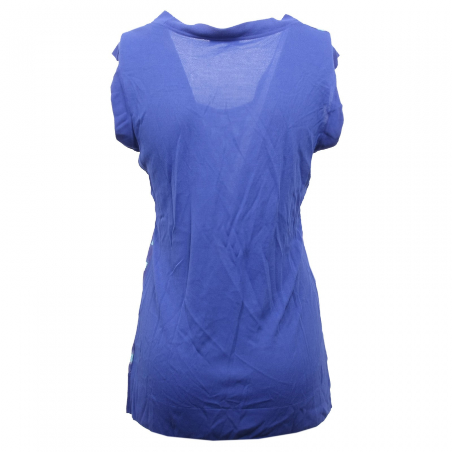 maglia donna PAUL & SHARK seta blu smanicato t-shirt woman