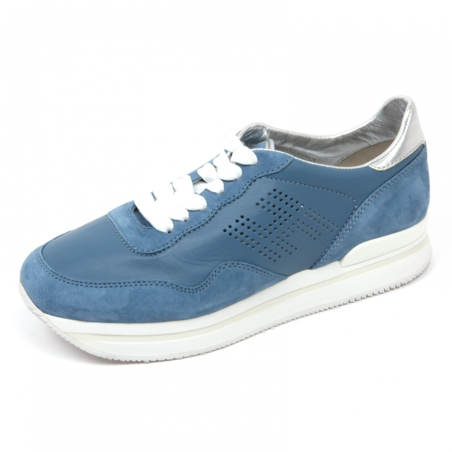 sneaker donna HOGAN H222 scarpa H forata azzurro scuro shoes woman