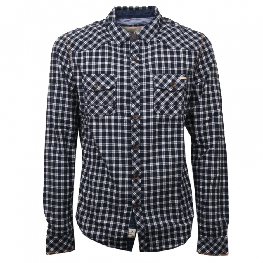 C9454 camicia uomo INMYHOOD cotone quadretti blu/nero/bianco shirt men