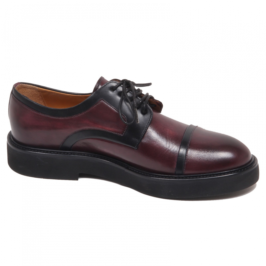 F5000 scarpa uomo bordeaux/black delave' ALTIERI MILANO scarpe shoe man