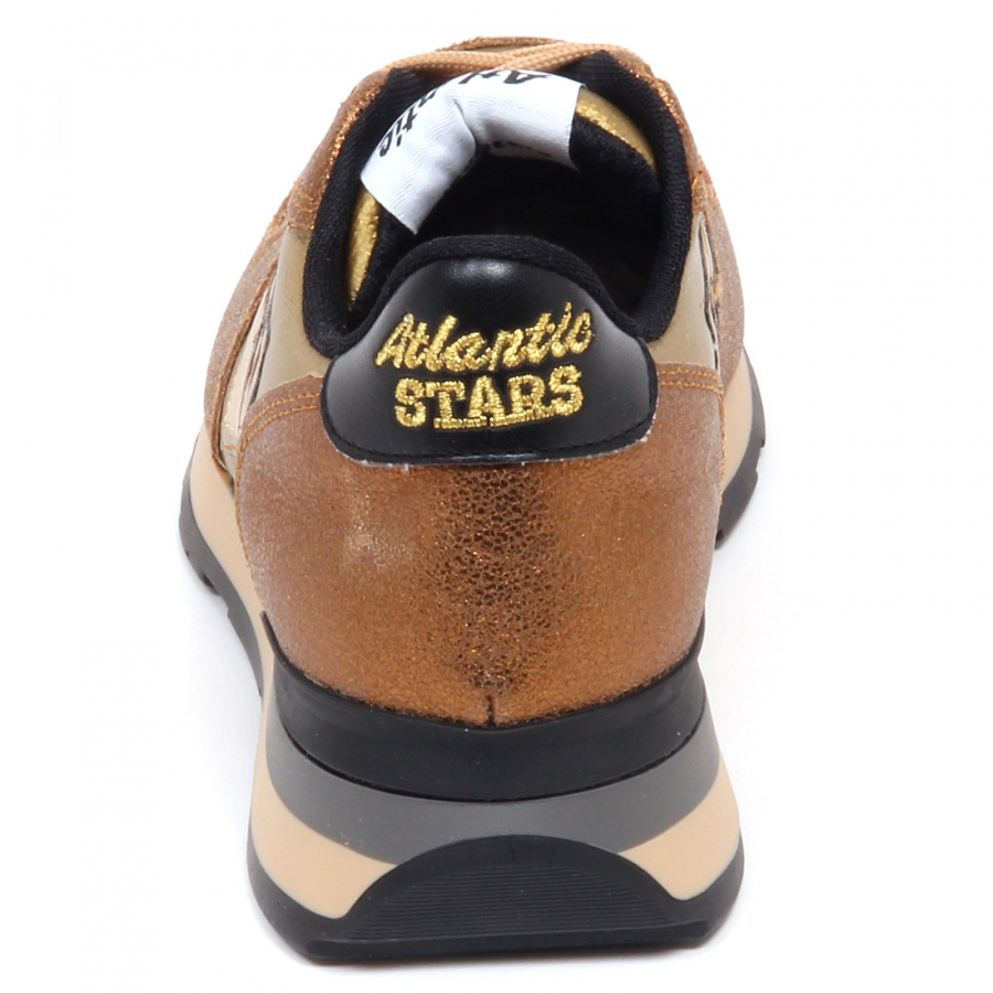 F7662 sneaker donna gold ATLANTIC STARS VEGA cracked effect shoe woman
