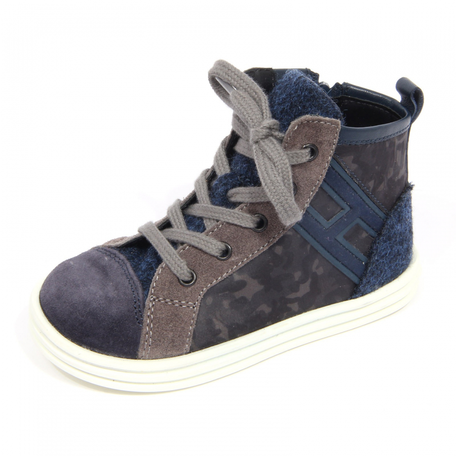barricade maagd smaak G4108 sneaker bimbo boy HOGAN JUNIOR blue/grey leather/suede/fabric shoes  kids