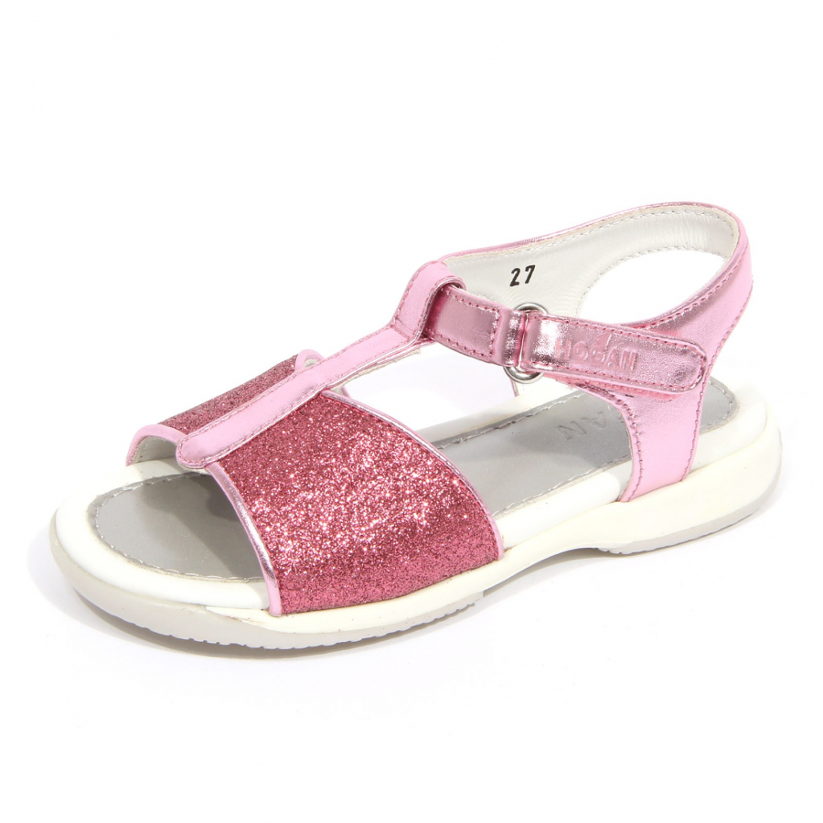 G4136 sandalo bimba girl HOGAN JUNIOR pink glitter leather shoes kids