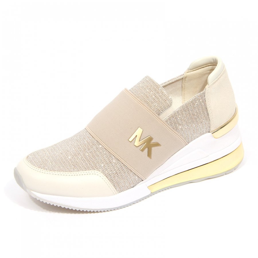 G4960 sneaker slip on donna MICHAEL KORS off white/beige glitter shoes woman