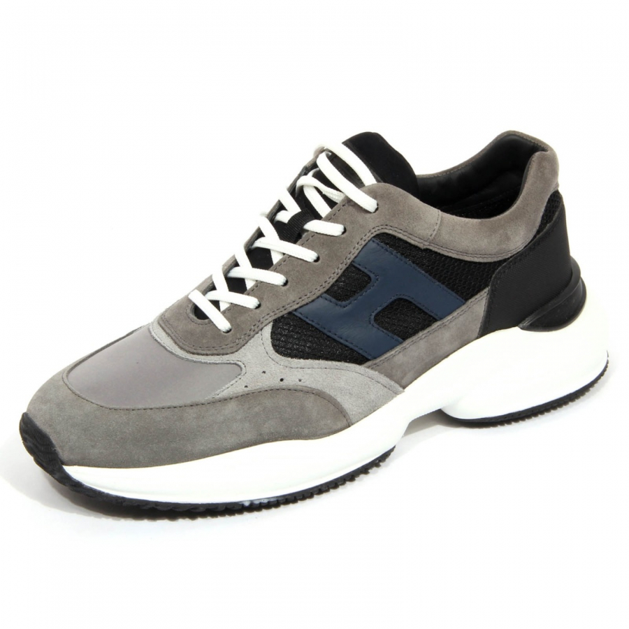 H2668 sneaker uomo HOGAN INTERACTION men shoes suede/fabric grey/blue/black