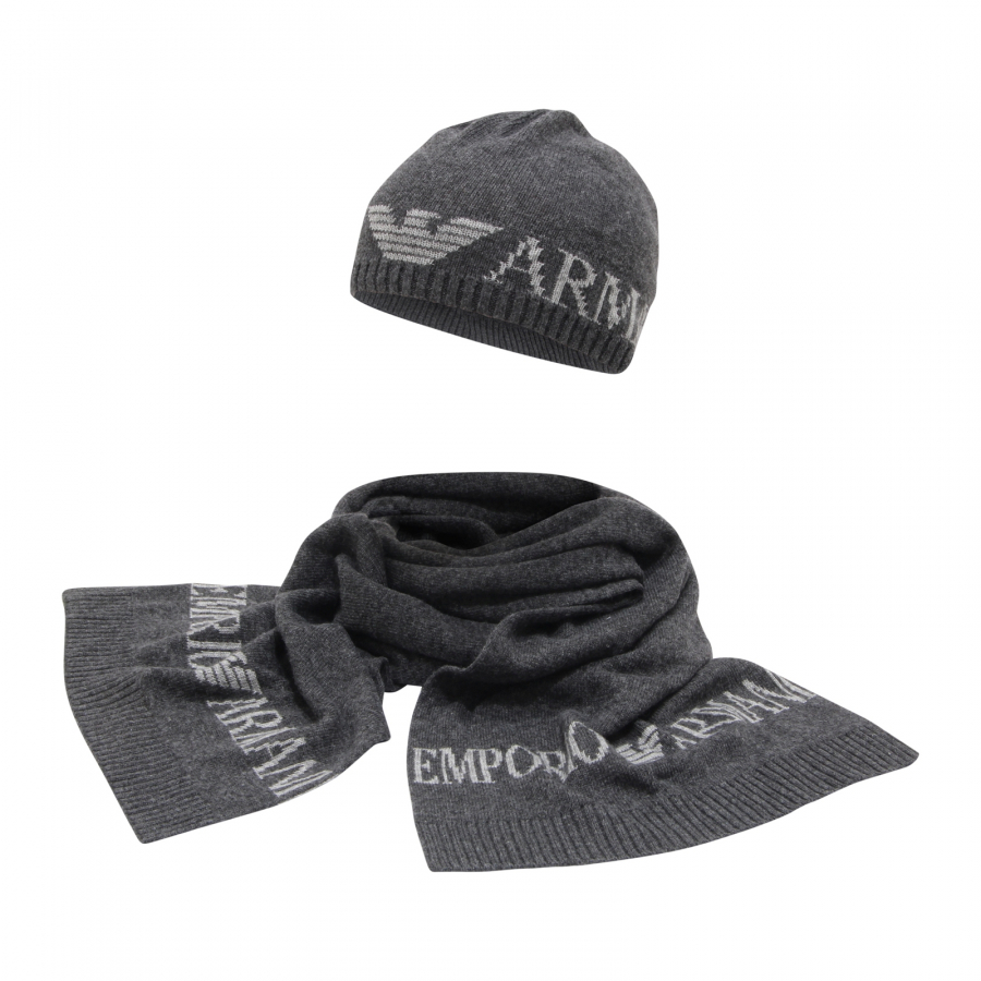 I2470 SET CUFFIA SCIARPA UOMO EMPORIO ARMANI MAN BEANIE SCARF 28X161 CM